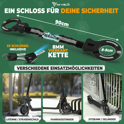 Handschellenschloss Kettenschloss für E-Scooter & Fahrrad