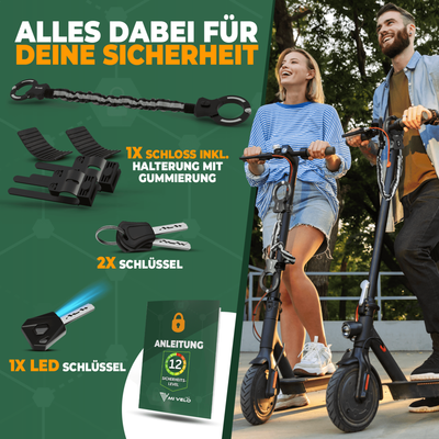 Handschellenschloss Kettenschloss für E-Scooter & Fahrrad