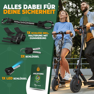 Handschellenschloss mit extra stabiler Gliederkette für E-Scooter & Fahrrad