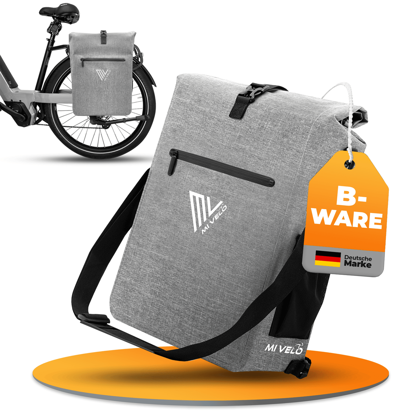 MiVelo B-Ware 3in1 Fahrradtasche Rucksack 25L wasserdicht