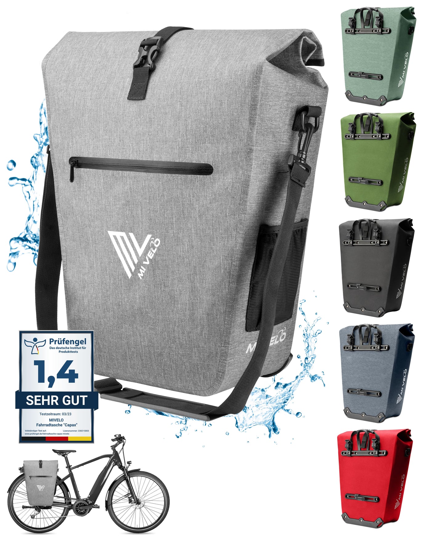 2in1 Fahrradtasche für Gepäckträger wasserdicht 25L "CAPAX"