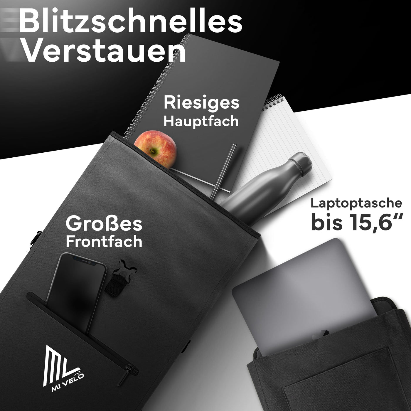 3in1 Fahrradtasche & Rucksack wasserdicht 25L "MAGNUM"