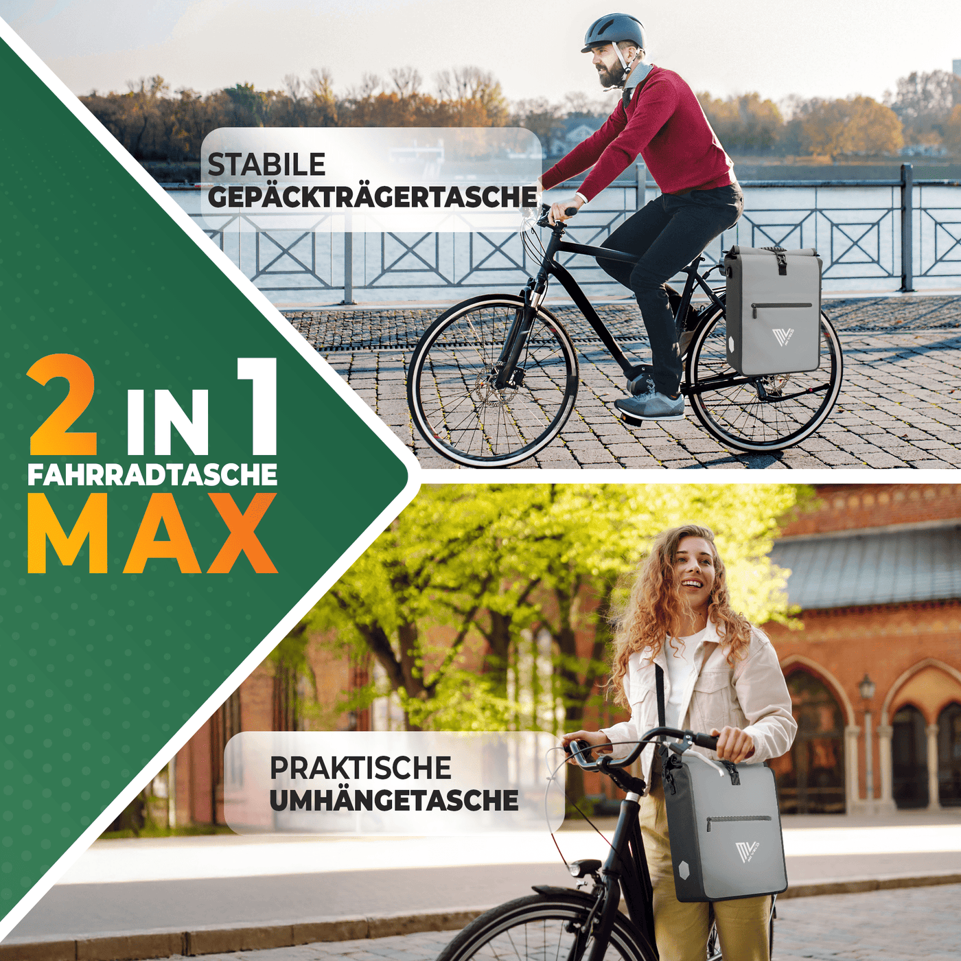 2in1 Fahrradtasche für Gepäckträger wasserdicht 22L "Max"