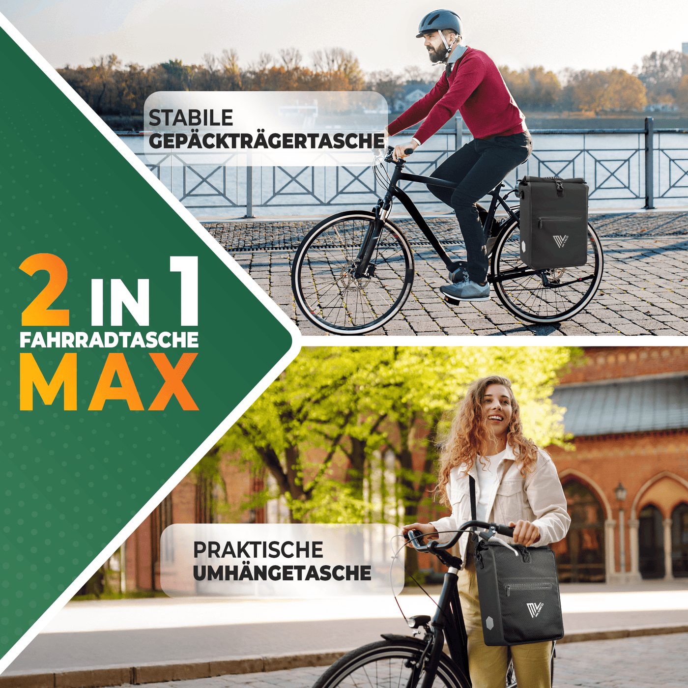 2in1 Fahrradtasche für Gepäckträger wasserdicht 22L "Max"