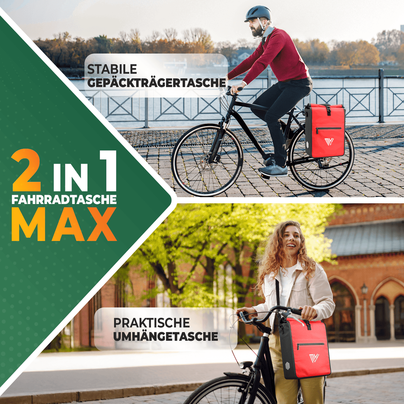 2in1 Fahrradtasche für Gepäckträger wasserdicht 22L "Max"