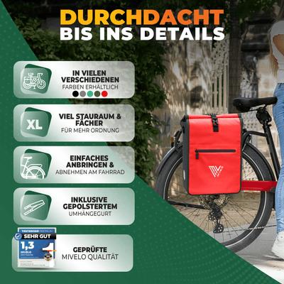 2in1 Fahrradtasche für Gepäckträger wasserdicht 22L "Max"