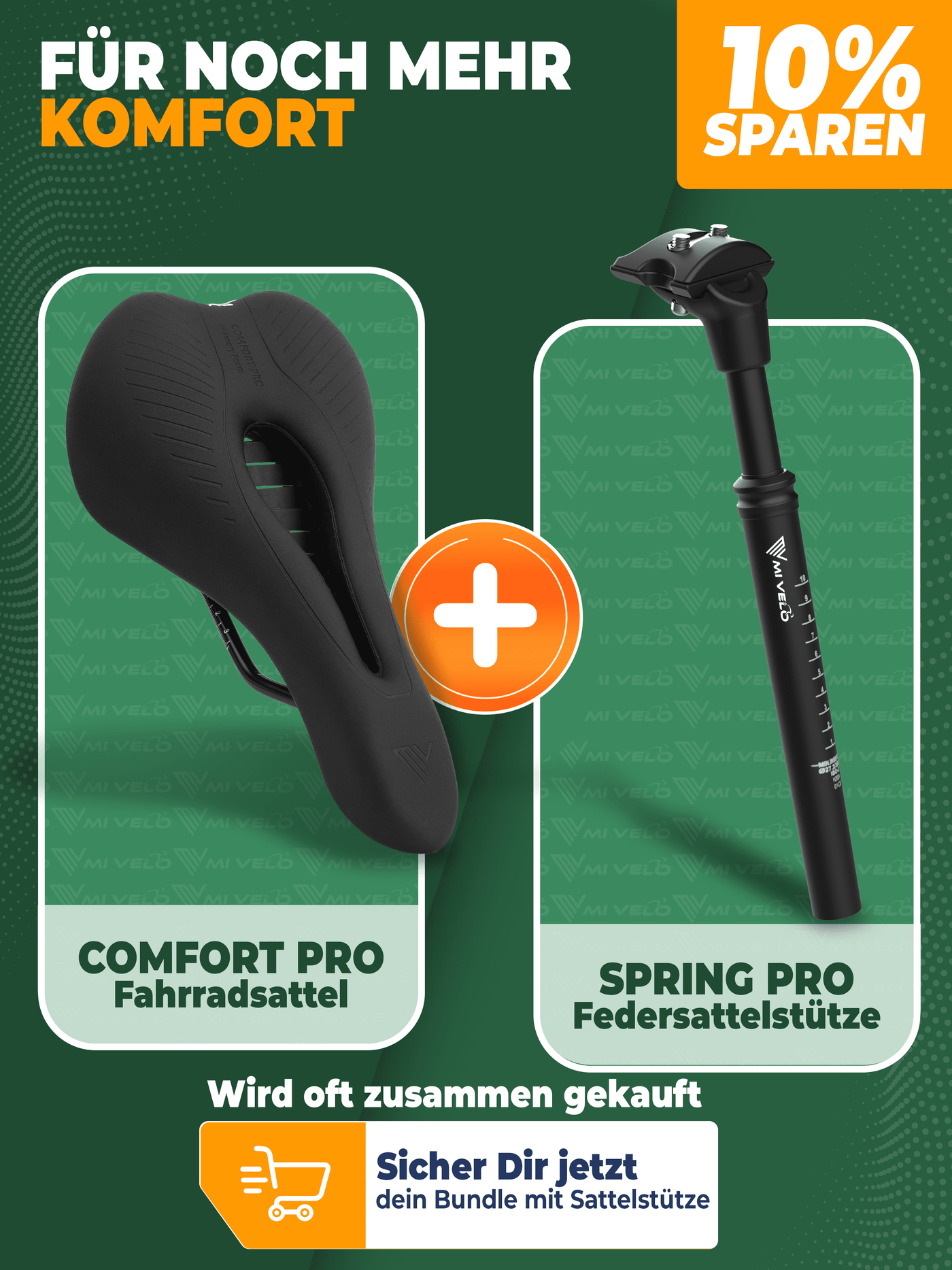 Fahrradsattel bequem & ergonomisch mit Memory-Foam 100% wasserdicht "Comfort Pro" MTB