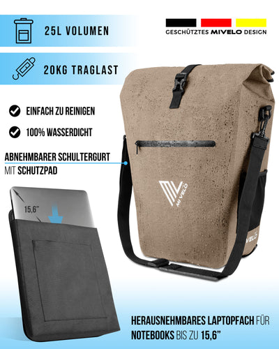 2in1 Fahrradtasche für Gepäckträger wasserdicht 25L "CAPAX"