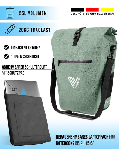 2in1 Fahrradtasche für Gepäckträger wasserdicht 25L "CAPAX"