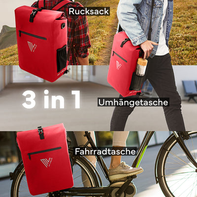 MiVelo B-Ware 3in1 Fahrradtasche Rucksack 25L wasserdicht