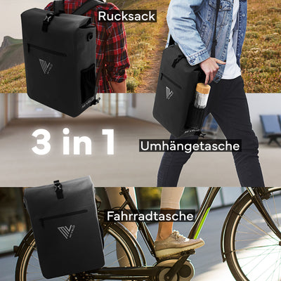 3in1 Fahrradtasche & Rucksack wasserdicht 25L "MAGNUM"