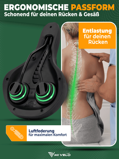 Fahrradsattel bequem & ergonomisch mit Memory-Foam 100% wasserdicht "Comfort Pro" Trekking