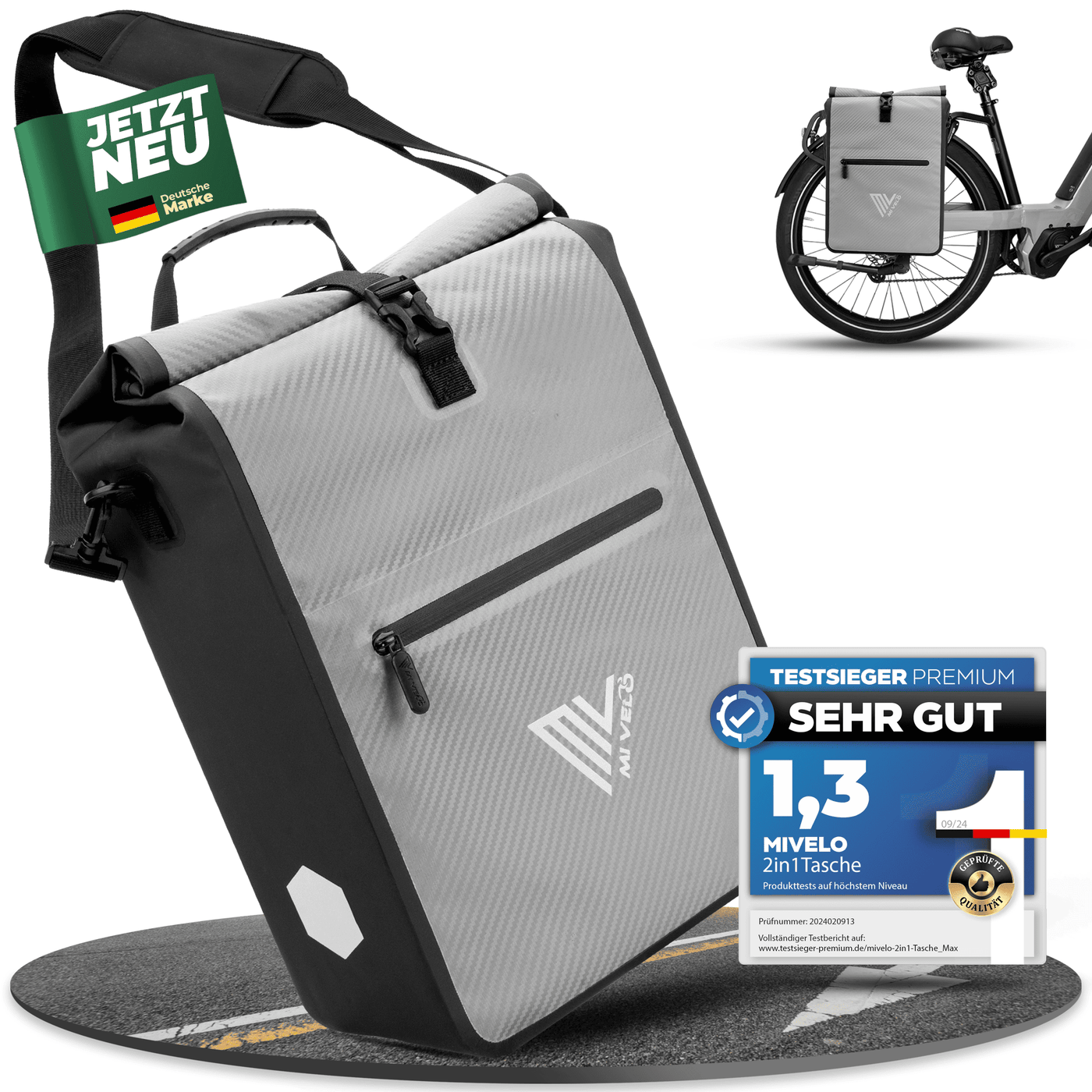 2in1 Fahrradtasche für Gepäckträger wasserdicht 22L "Max"